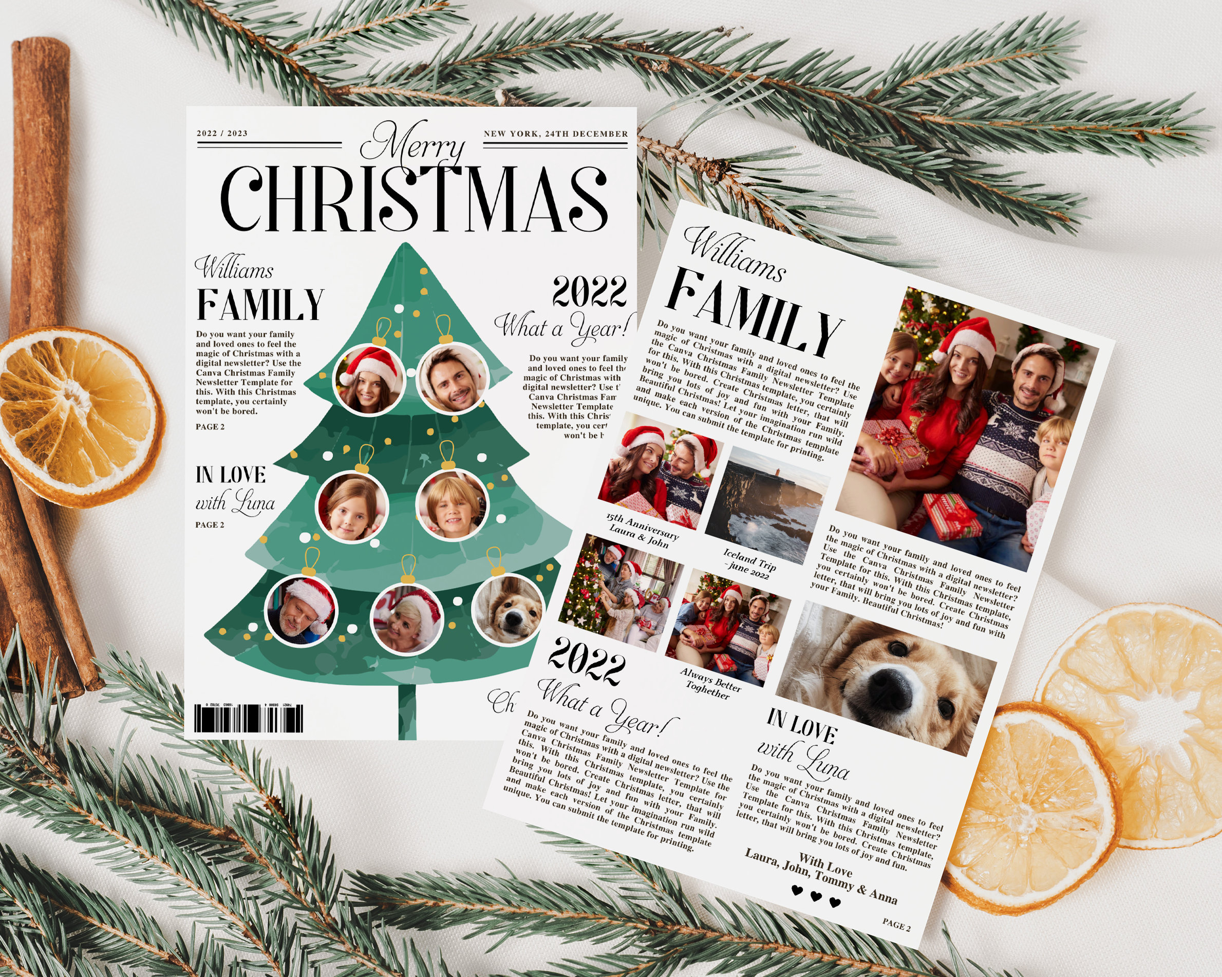 Christmas Newsletter / Canva Template / Year In Review / Christmas for Christmas Card Newsletter Template