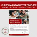 Christmas Newsletter Template | Editable In Canva | 8.5 X 11''   Etsy Throughout Christmas Holiday Newsletter Template