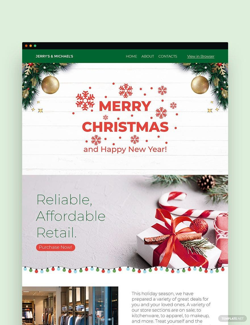 Christmas Newsletter Template In Html5, Psd, Outlook, Word with Christmas Email Newsletter Template
