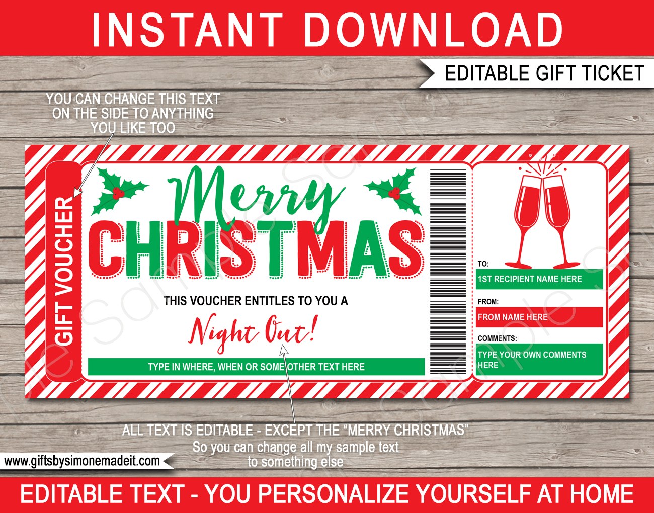 Christmas Night Out Gift Certificate Template throughout Christmas Gift Ticket Template