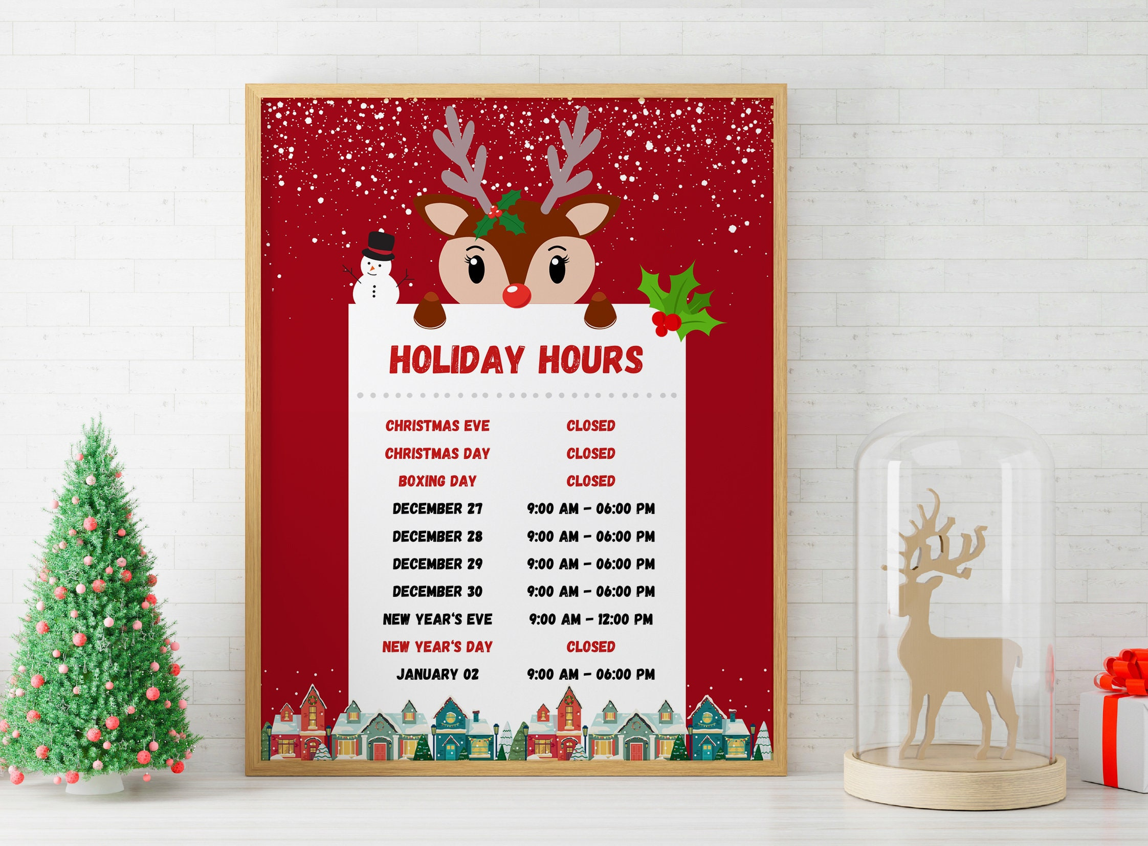 Christmas Opening Hours Sign - Etsy Uk regarding Christmas And New Year Opening Hours Template