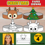 Christmas Paper Crowns For Kids | Printable Paper Hat Headbands Throughout Christmas Headband Craft Template