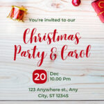 Christmas Party Invitation | Christmas Carol Invitation Template | Editable  Christmas Party Invitation | Christmas Invitation Card Design In Christmas Carol Invitation Template