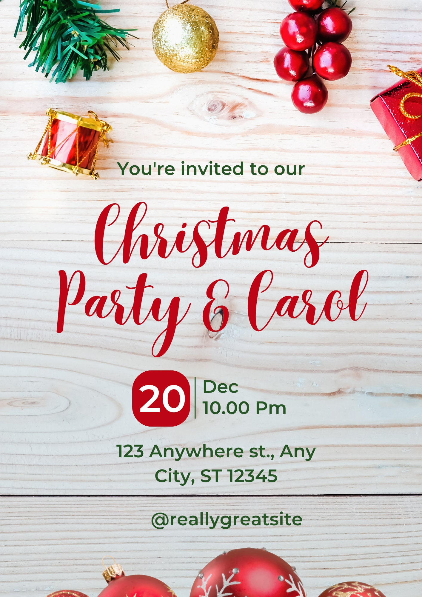 Christmas Party Invitation | Christmas Carol Invitation Template | Editable Christmas Party Invitation | Christmas Invitation Card Design in Christmas Carol Invitation Template