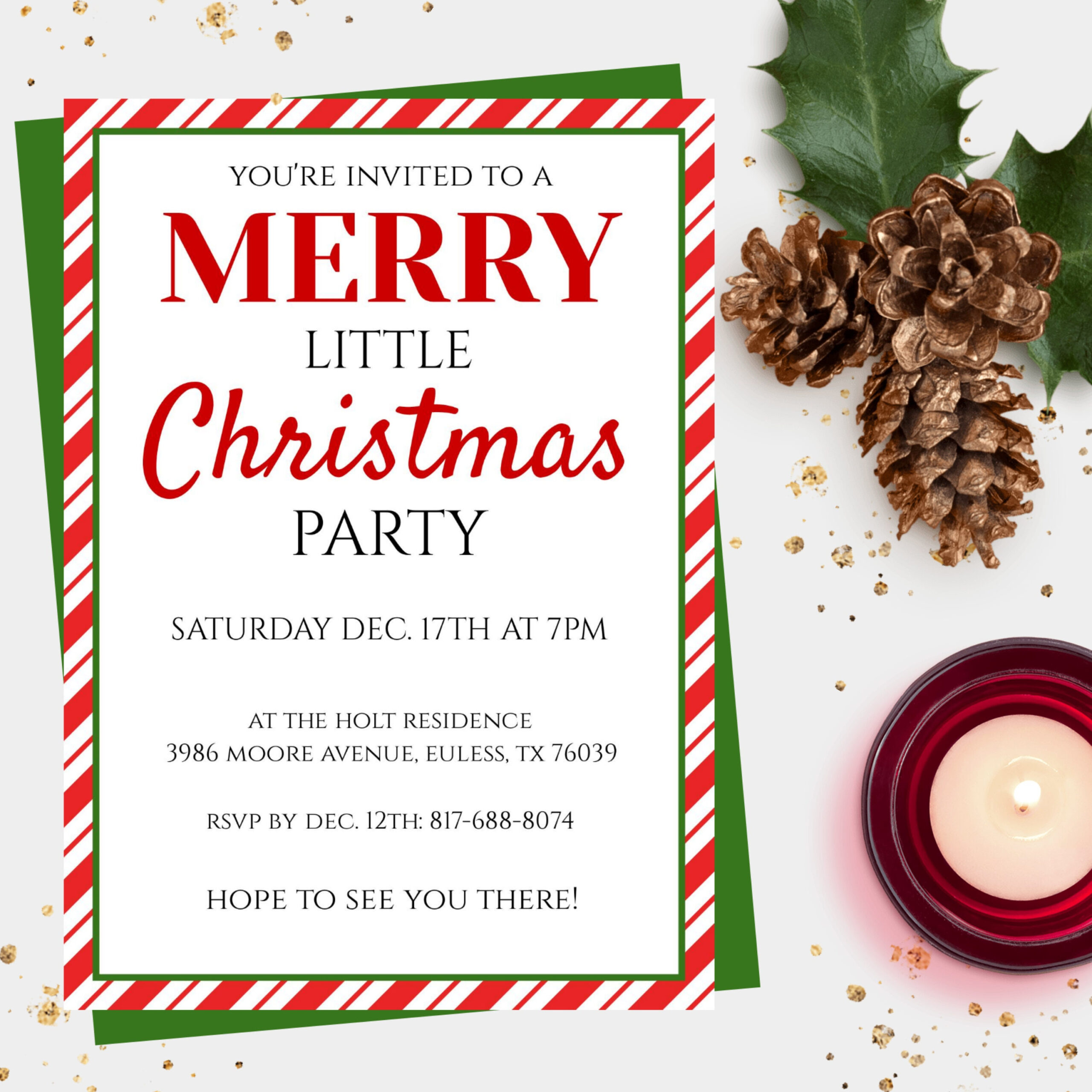 Christmas Party Invitation Template, Instant Download, Holiday intended for Christmas Dinner Invitation Email Template