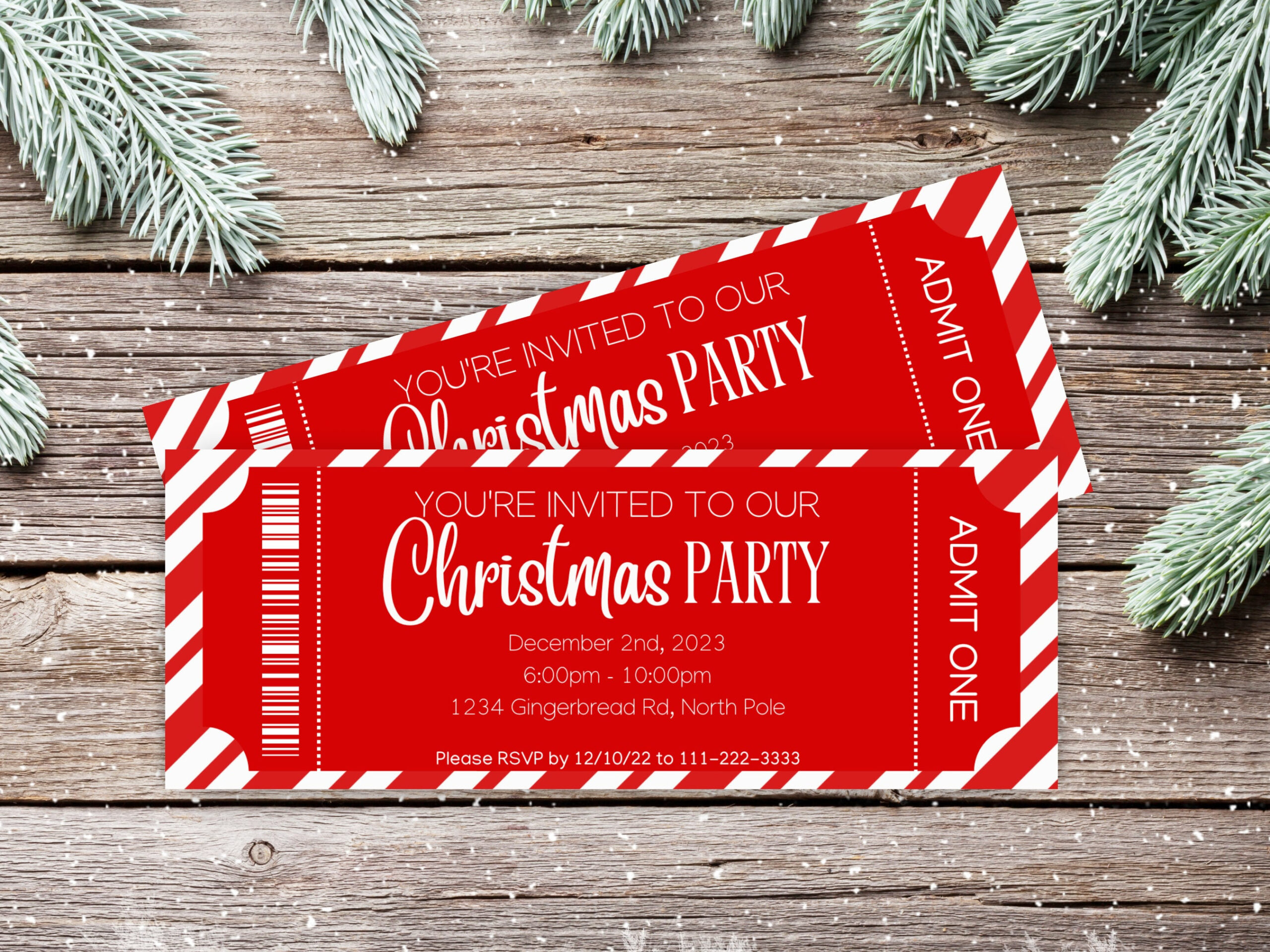 Christmas Party Ticket Template | Editable Winter Holiday Party within Christmas Dinner Tickets Template
