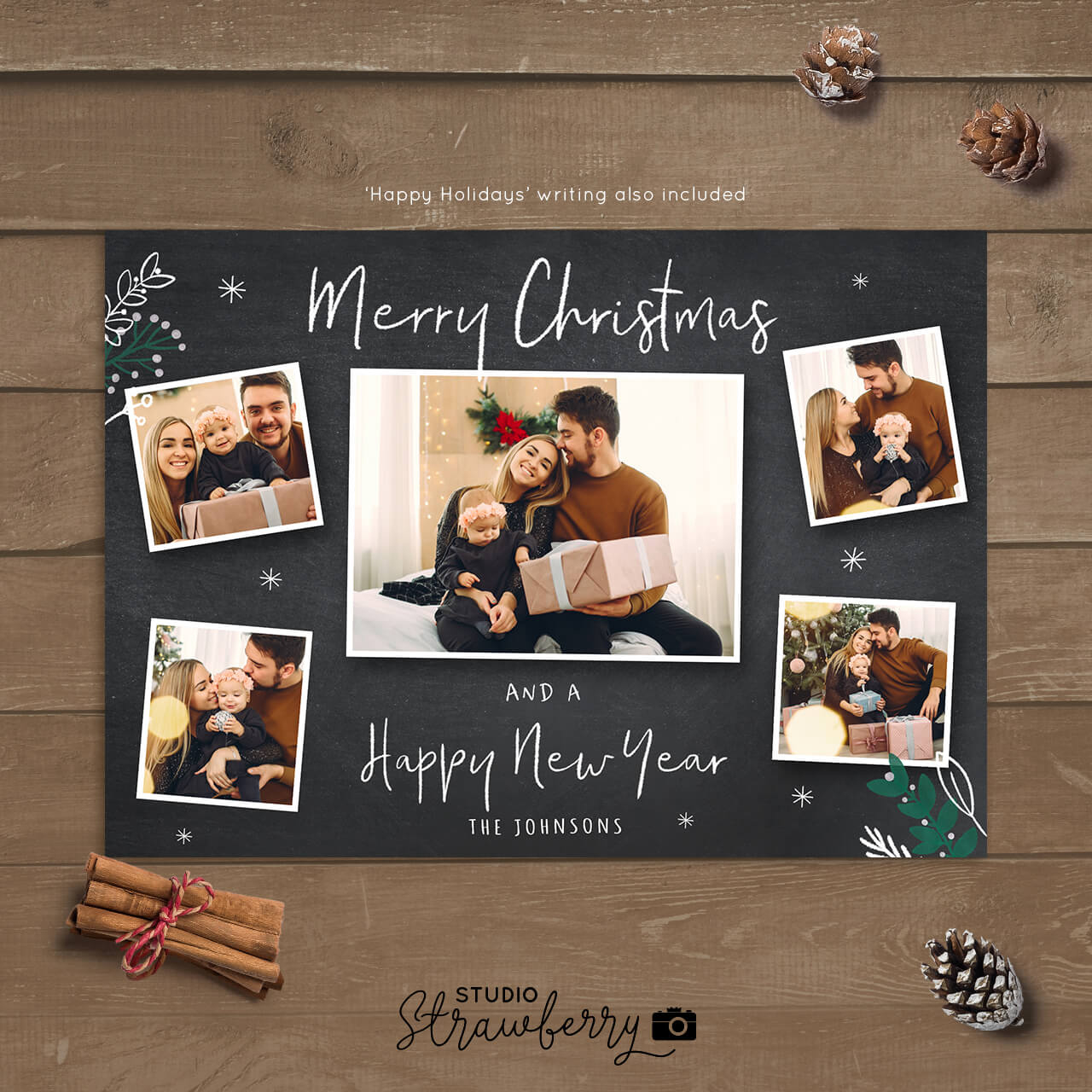 Christmas Photo Card Template | Chalkboard Multiple Pics throughout Christmas Card Template Multiple Photos