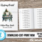 Christmas Piano Recital Program, Printable Fillable Template Pertaining To Christmas Concert Programme Template