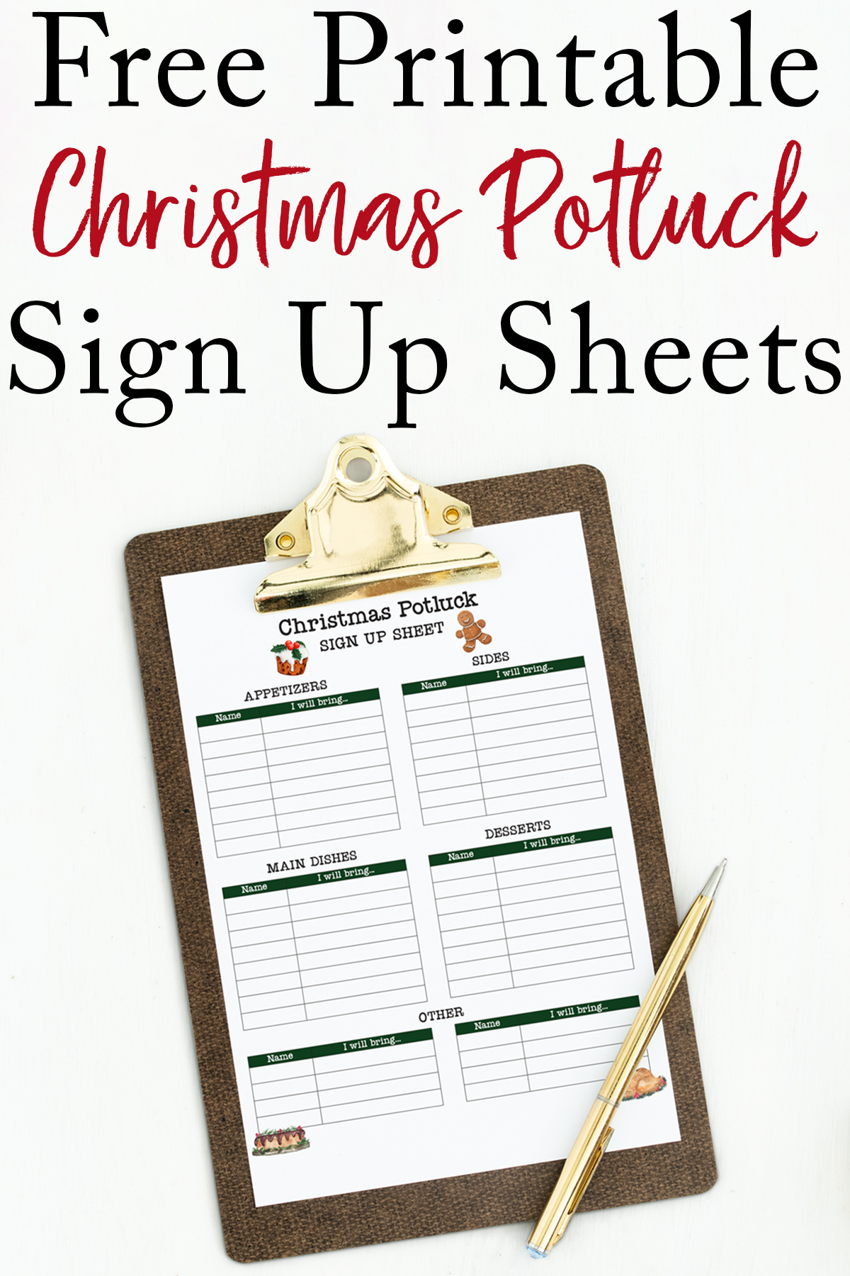 Christmas Potluck Sign Up Sheet Free Printable for Christmas Drive Thru Sign-Up Form Template