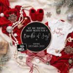 Christmas Pregnancy Announcement: Gender Neutral Editable Template Regarding Christmas Birth Announcement Template