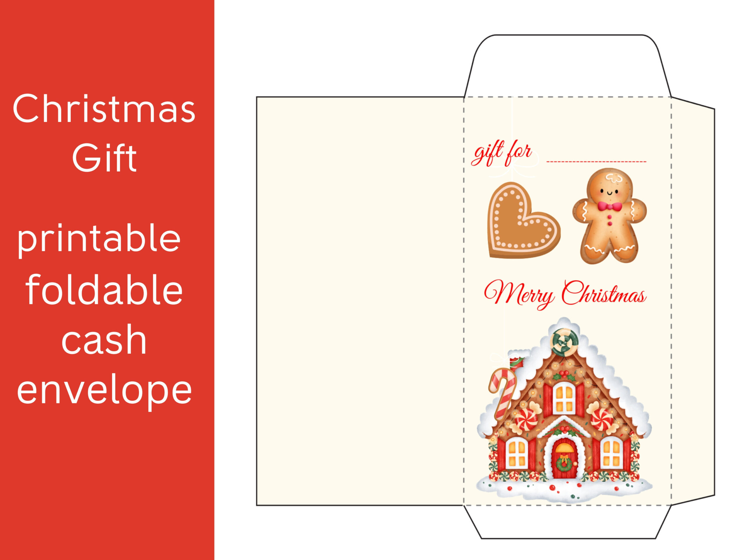 Christmas Printable Cash Envelope, Christmas Cash, Money Envelope for Christmas Envelope Template