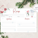 Christmas Recipe Card Printable, 4X6 Recipe Cards Template, Modern Regarding Blank Christmas Recipe Card Template