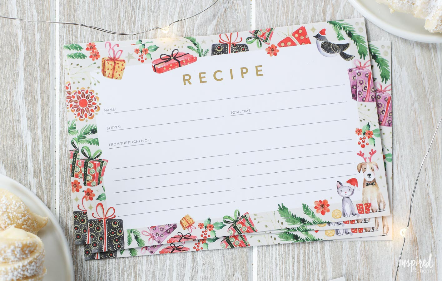 Christmas Recipe Card Printable - Holiday Recipe Card Download regarding Blank Christmas Recipe Card Template