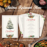 Christmas Restaurant Menu Template Bundle, Modern Restaurant Menu Intended For Christmas Food Menu Template