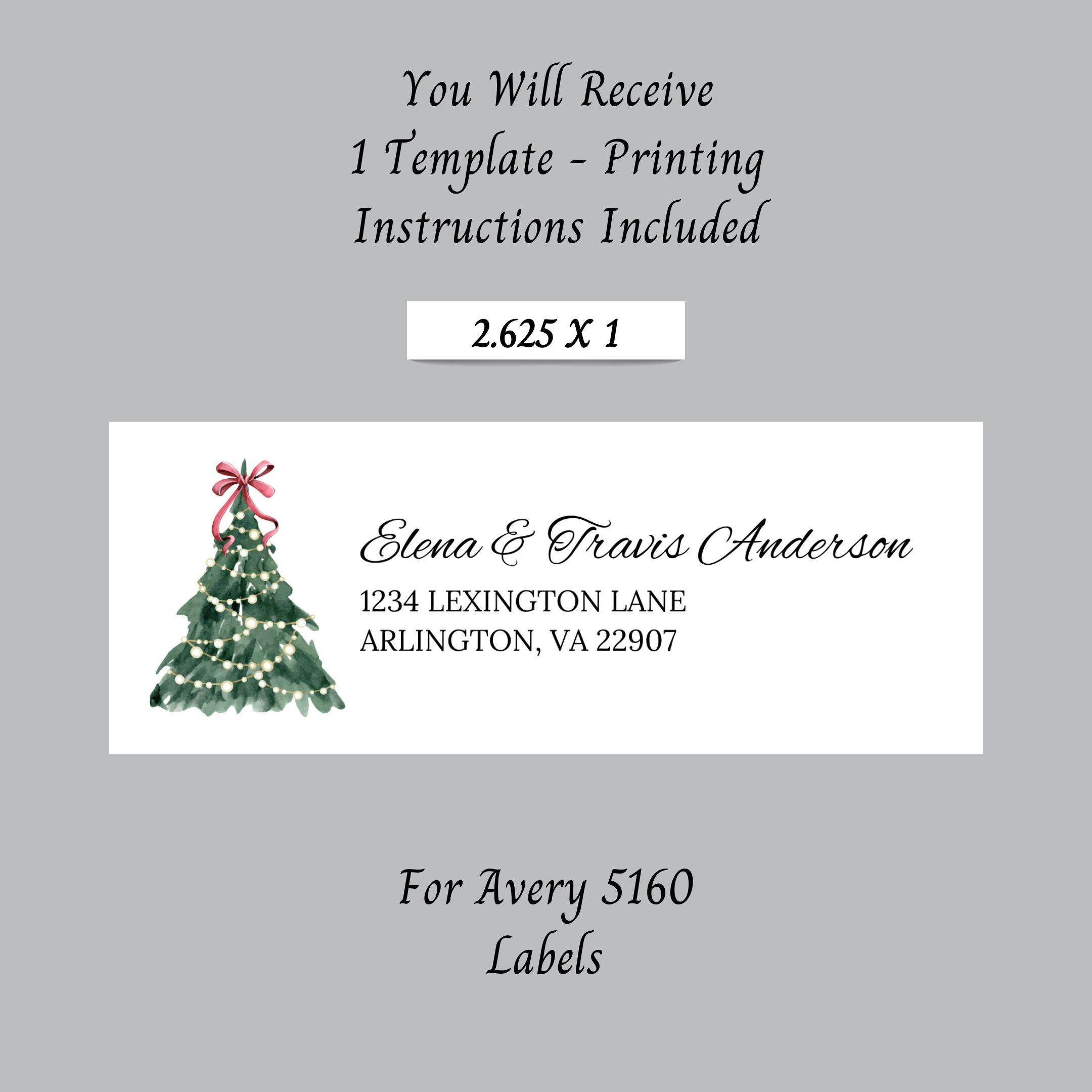 Christmas Return Address Labels: Editable Vintage Christmas Label inside 5160 Christmas Label Template