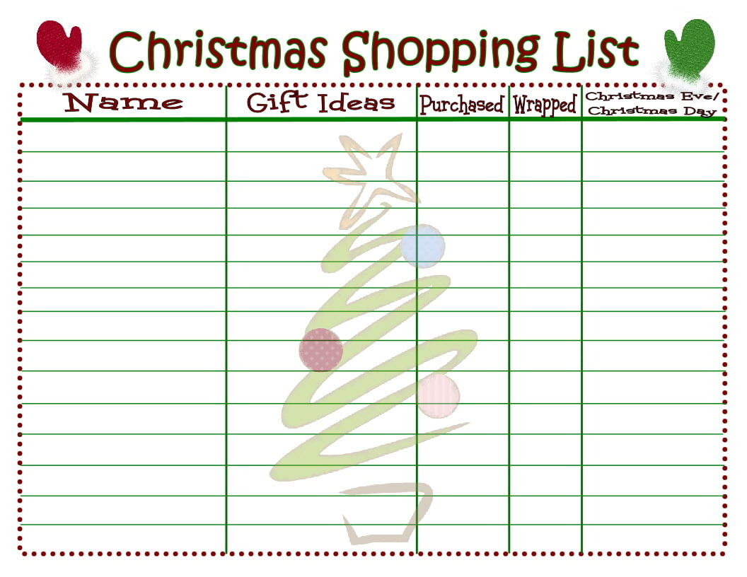 Christmas Shopping List {Printable} - Mom On Timeout for Christmas Buying List Template