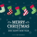 Christmas Stockings Card Design Vector Download With Christmas Card Stocking Template