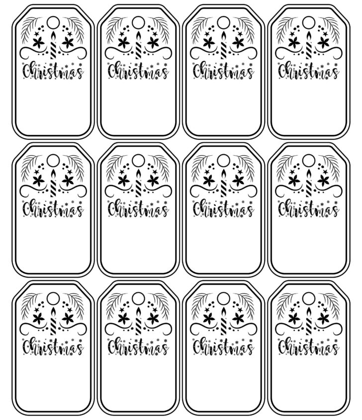 Christmas Gift Tag Template Black and White