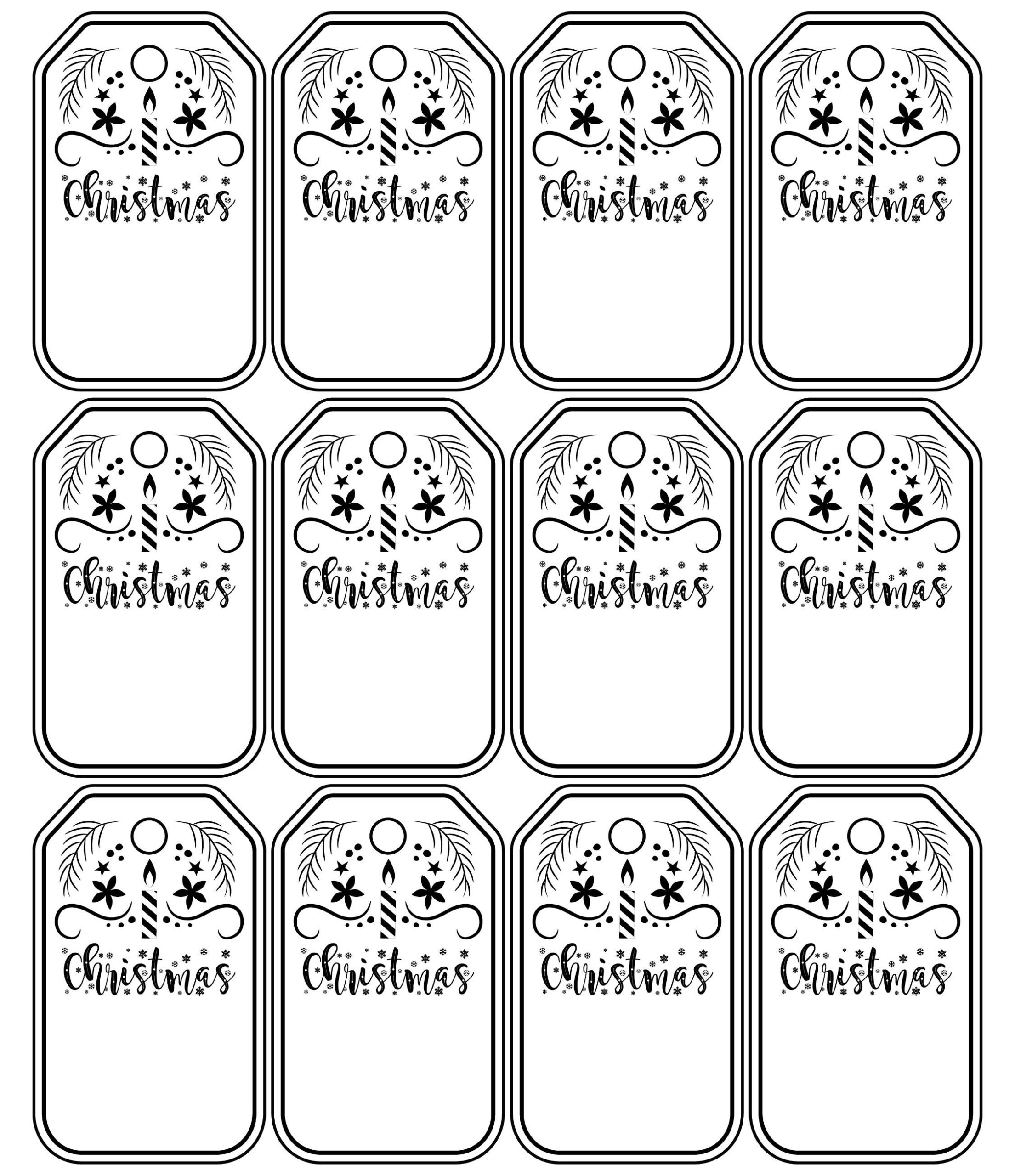 Christmas Tags Black And White - 10 Free Pdf Printables | Printablee for Christmas Gift Tag Template Black and White
