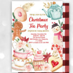 Christmas Tea Party Invitation, Gingerbread And Hot Cocoa For Christmas Afternoon Tea Invitation Template