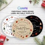 Christmas Theme Round Labels, Printable Christmas Round Tags Intended For Christmas Gift Tag Template Circle