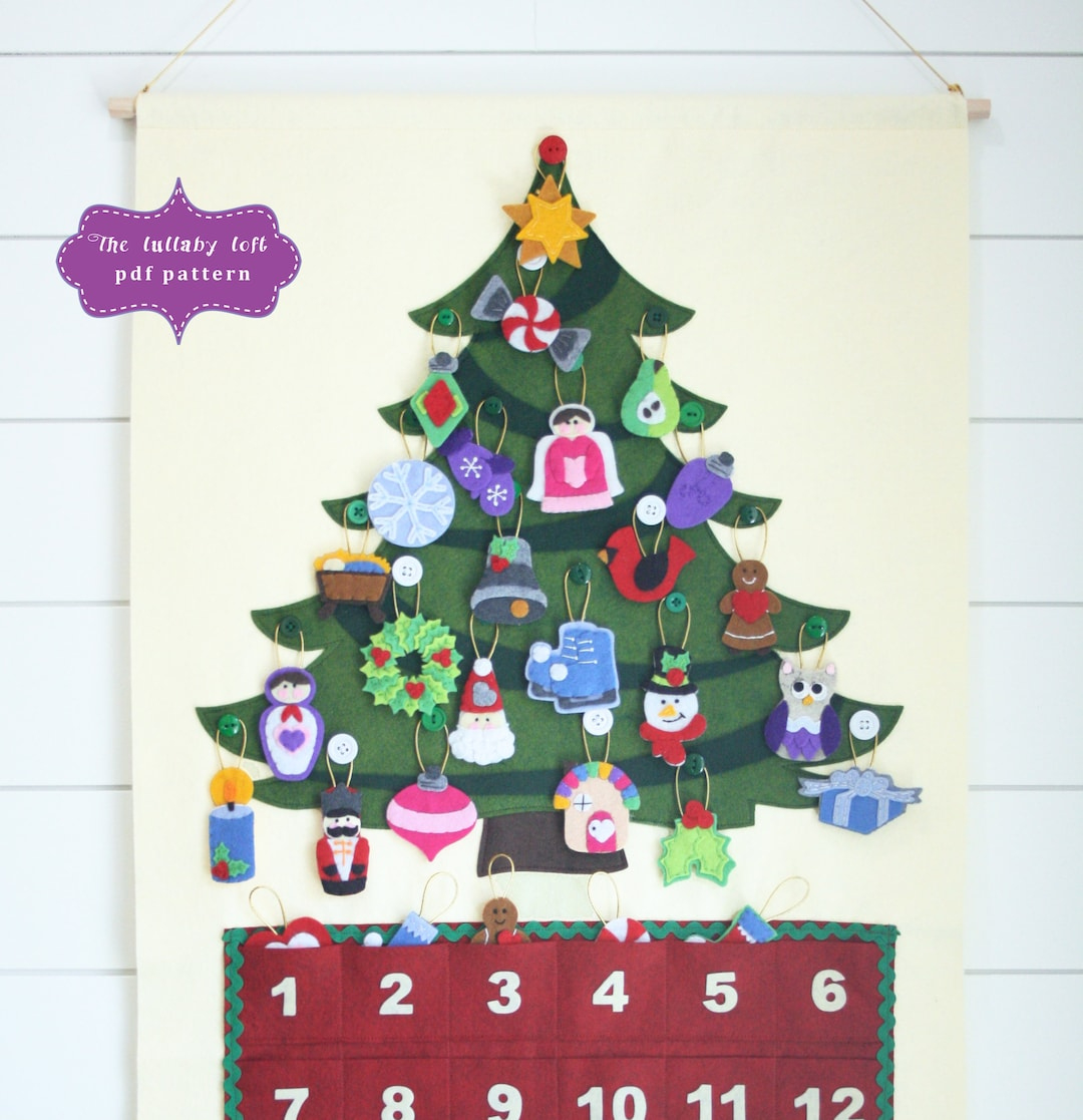 Christmas Tree Advent Calendar Pattern: 29 Felt Ornaments (Digital Download) - Etsy.de throughout Advent Calendar Christmas Tree Template