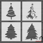 Christmas Tree Stencil Bundle, Lighted Tree, Tree And Star, Pine In A5 Christmas Tree Template
