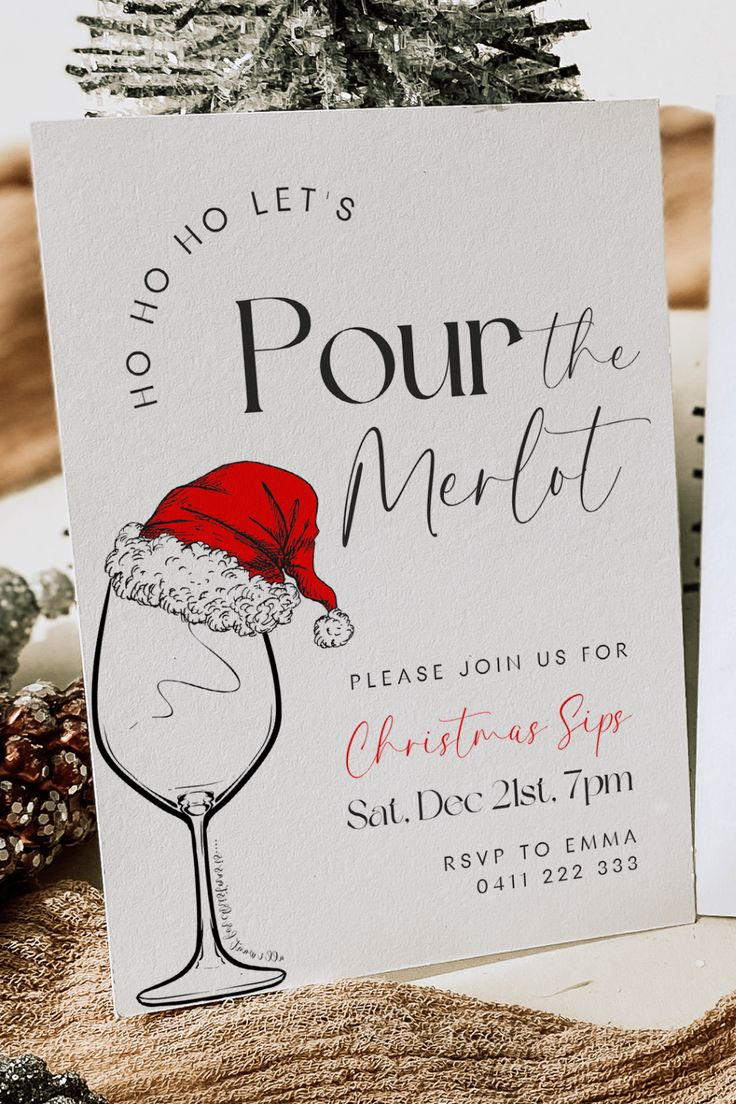Christmas Wine Night Invitation Template, Christmas Party Invite pertaining to Christmas Drinks Invitation Template
