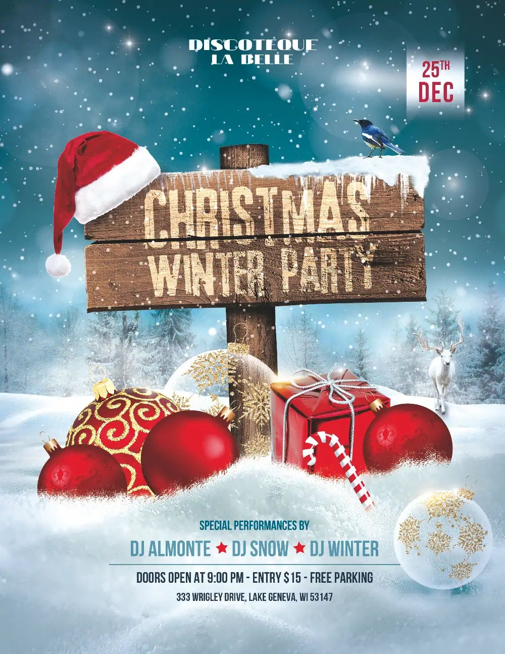 Christmas Winter Party Flyer And Poster Template | Awesomeflyer intended for Christmas Holiday Party Flyer Template
