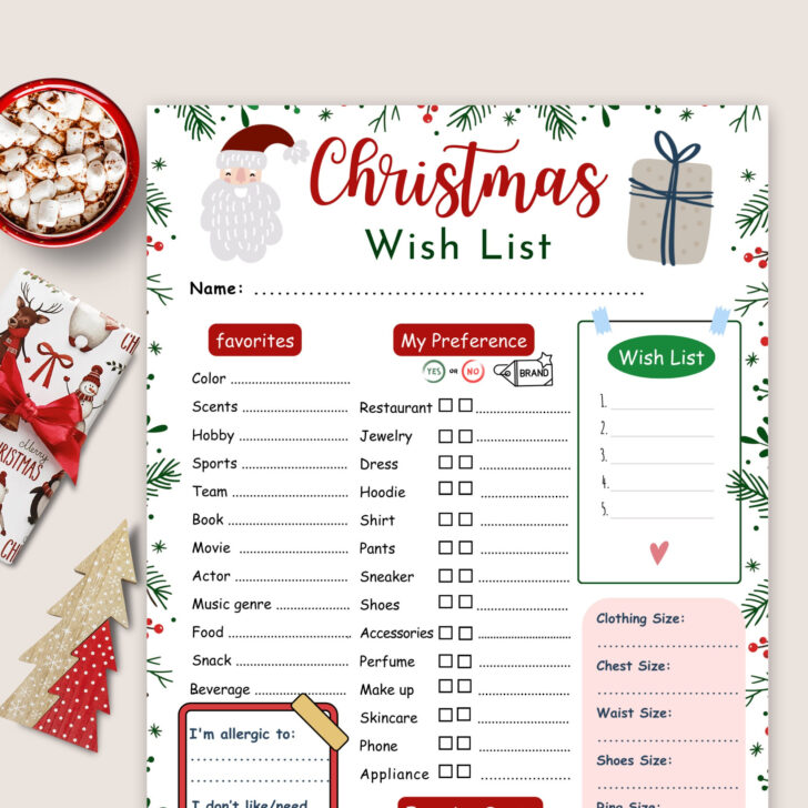 Adult Christmas List Template Adult Christmas List Template