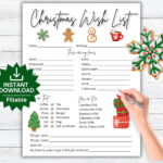 Christmas Wish List, Coworker Secret Santa Questions Printable For Christmas Gift Wish List Template