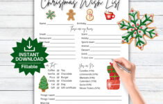 Christmas Wish List, Coworker Secret Santa Questions Printable for Christmas Gift Wish List Template