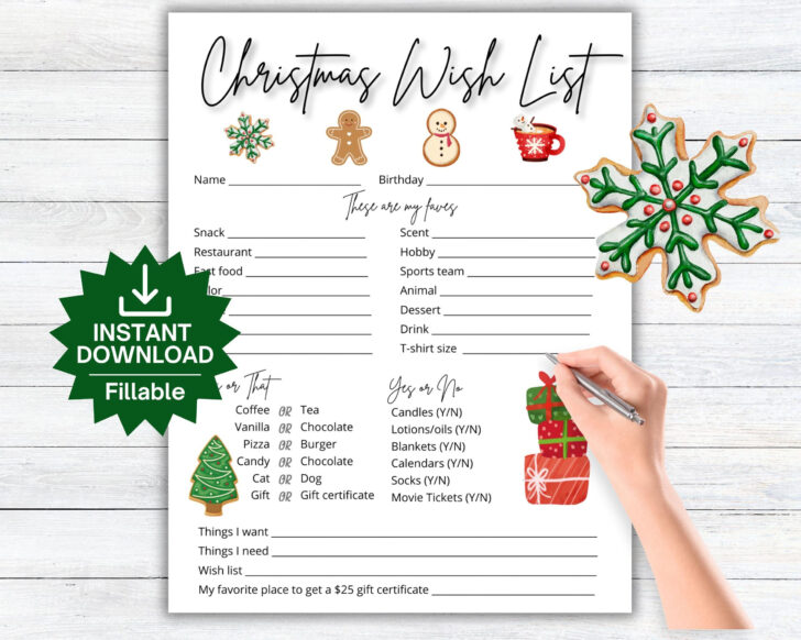 Christmas Gift Wish List Template