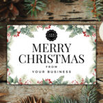Company Business Christmas Cards, Happy Holidays Card For Clients Intended For Christmas Business Card Template
