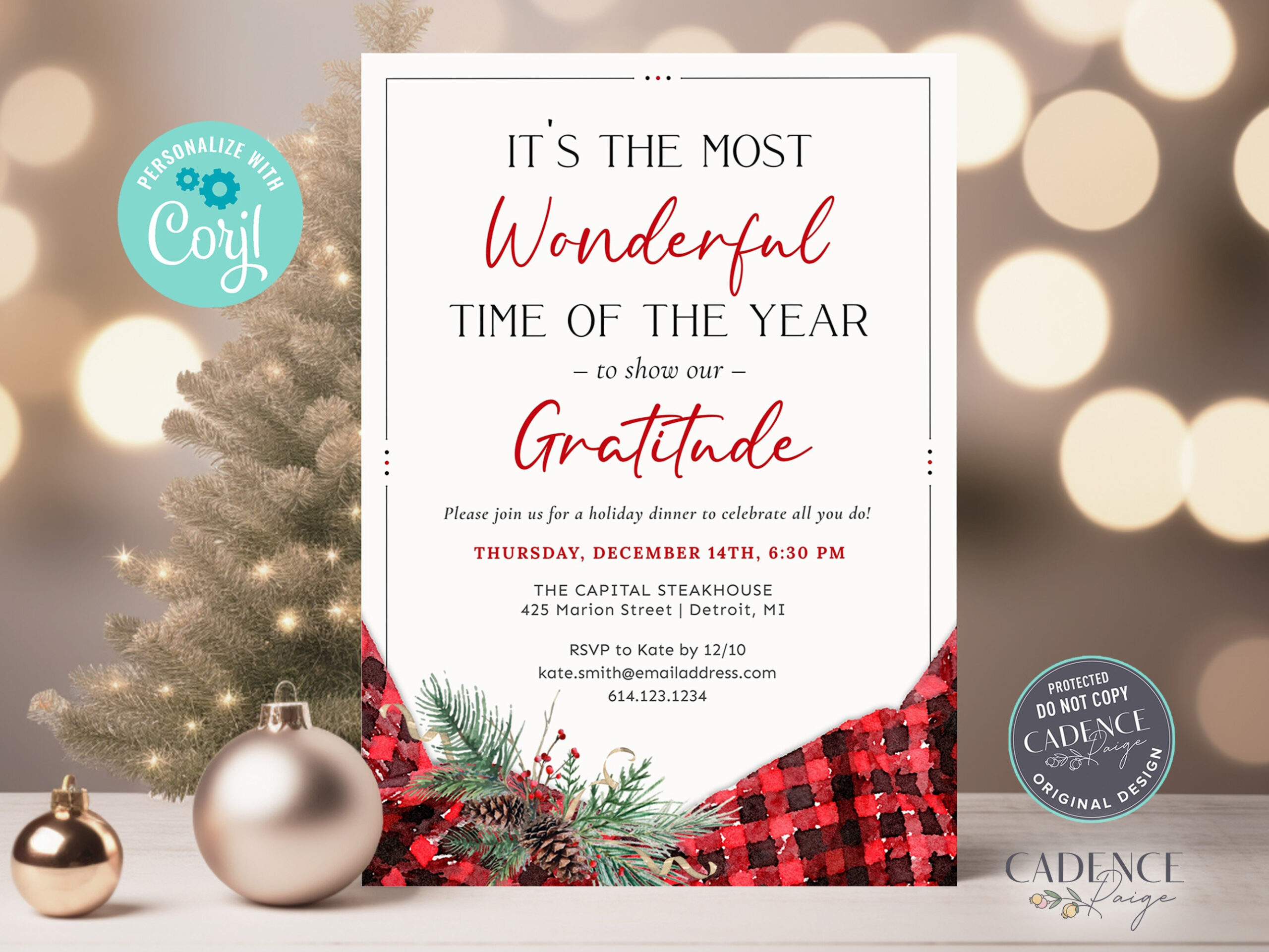 Company Holiday Party Invitation, Client Appreciation Invite within Business Christmas Party Invitations Template