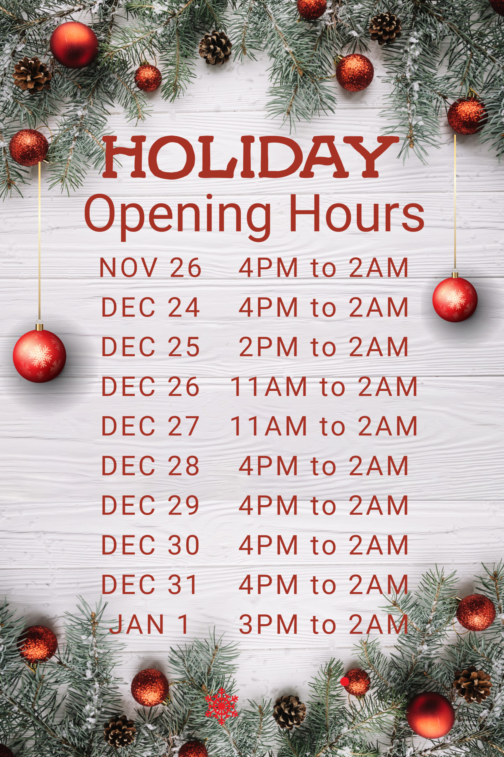 Copy Of Christmas Opening Hours Poster Template - Warehouse intended for Christmas Hours Template Free