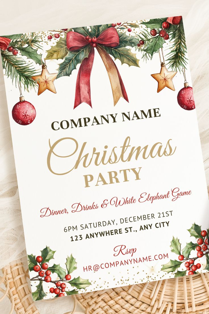 Corporate Christmas Party Invite, Business Christmas Party, Office within Business Christmas Party Invitation Template