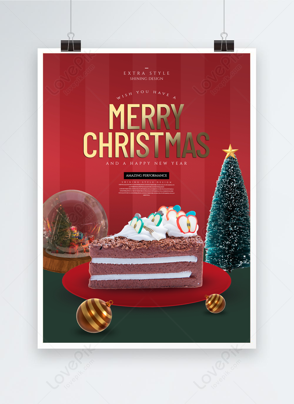 Creative Personality Simple Christmas Cake Holiday Poster Template with Christmas Cake Flyer Template Free