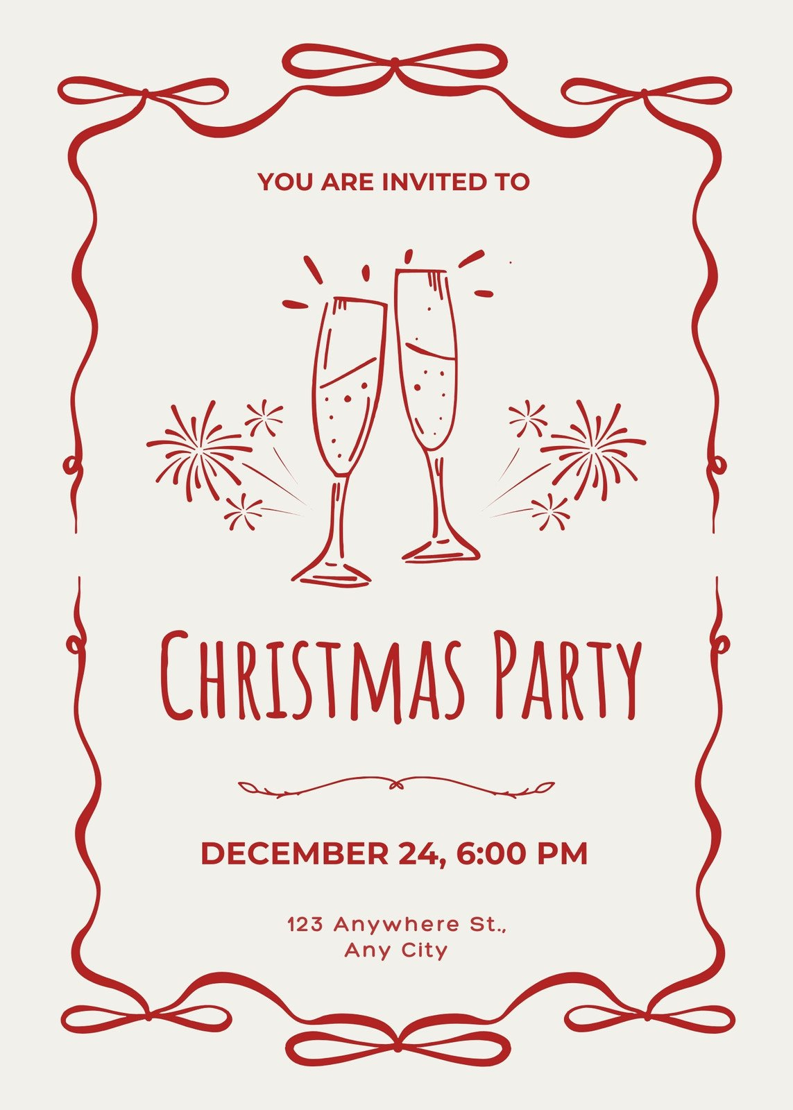 Custom Portrait Holiday Invitations | Design &amp;amp; Print With Canva for Christmas Drinks Invitation Template Free