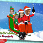 Custom Santa & Elf Christmas Card | Personalized Holiday Cartoon For Christmas Card Template Insert Face