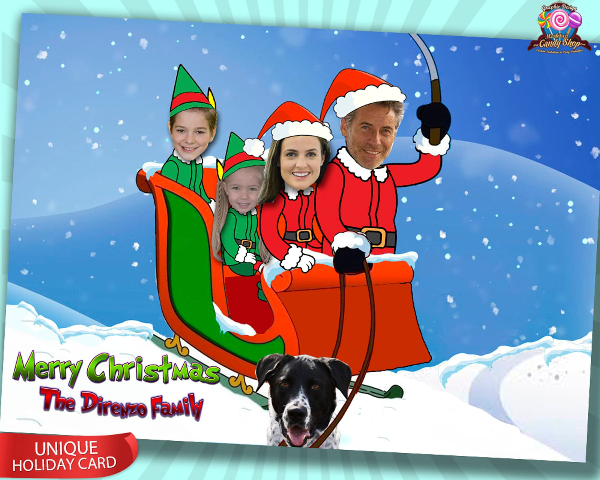 Custom Santa & Elf Christmas Card | Personalized Holiday Cartoon with regard to Christmas Card Face Template