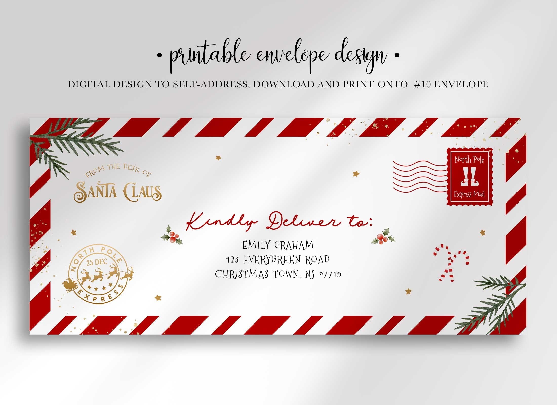Customizable North Pole Santa Letter Envelope Template: Printable in Christmas 10 Envelope Template
