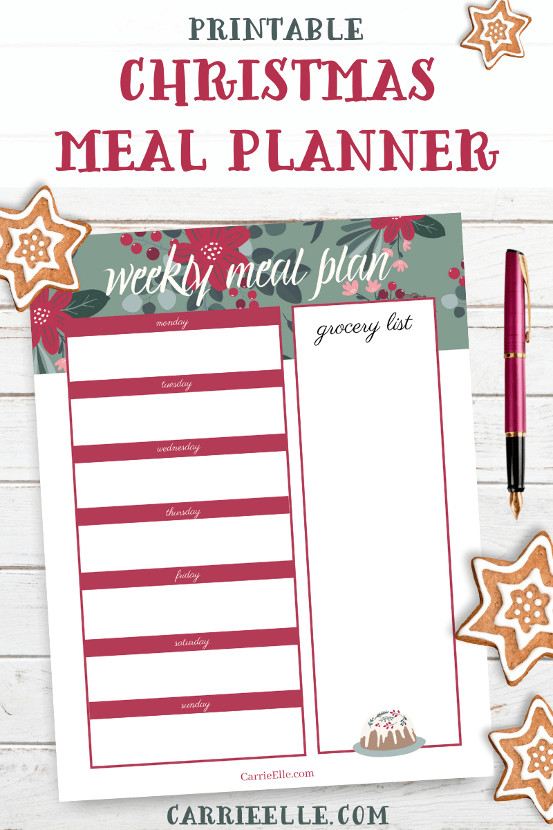 Cute And Simple Printable Christmas Meal Planner - Carrie Elle throughout Christmas Dinner Planner Template