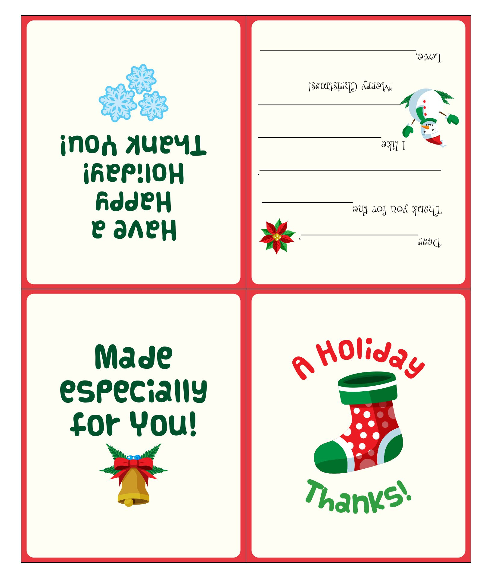 Cute Christmas Cards Quarter Fold - 10 Free Pdf Printables in 4 Fold Christmas Card Template