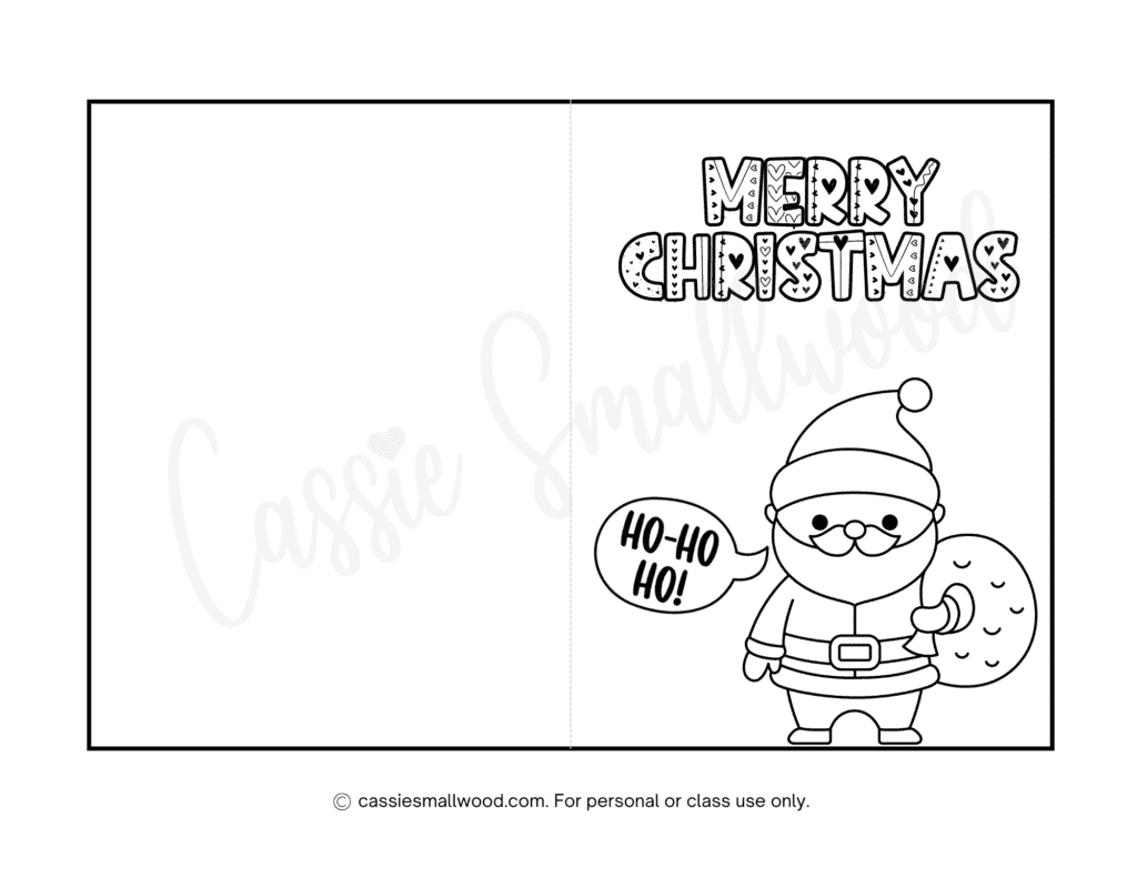 Cute Christmas Cards To Color - Cassie Smallwood for Christmas Card Coloring Template