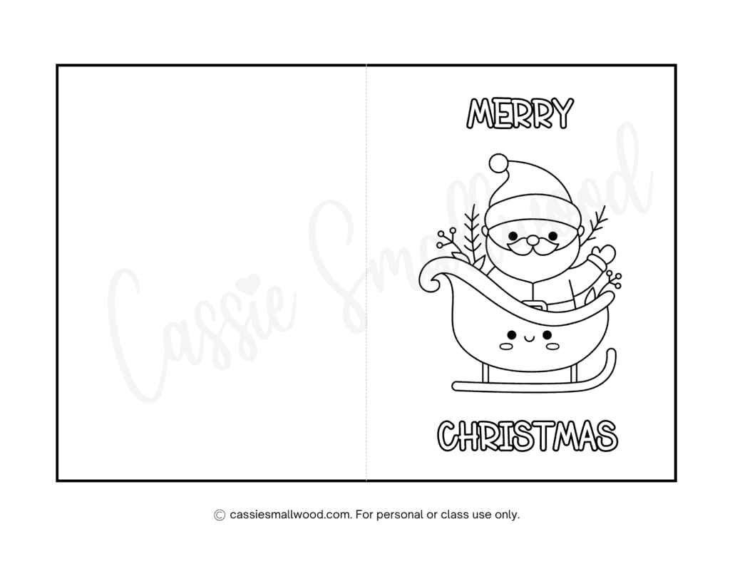 Cute Christmas Cards To Color - Cassie Smallwood pertaining to Christmas Card Template Coloring Pages