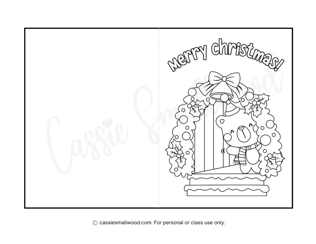 Cute Christmas Cards To Color - Cassie Smallwood within Christmas Card Template Coloring