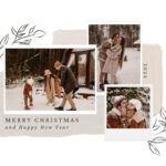 Design And Print Custom Landscape Holiday Cards | Canva With 3 Photo Christmas Card Template