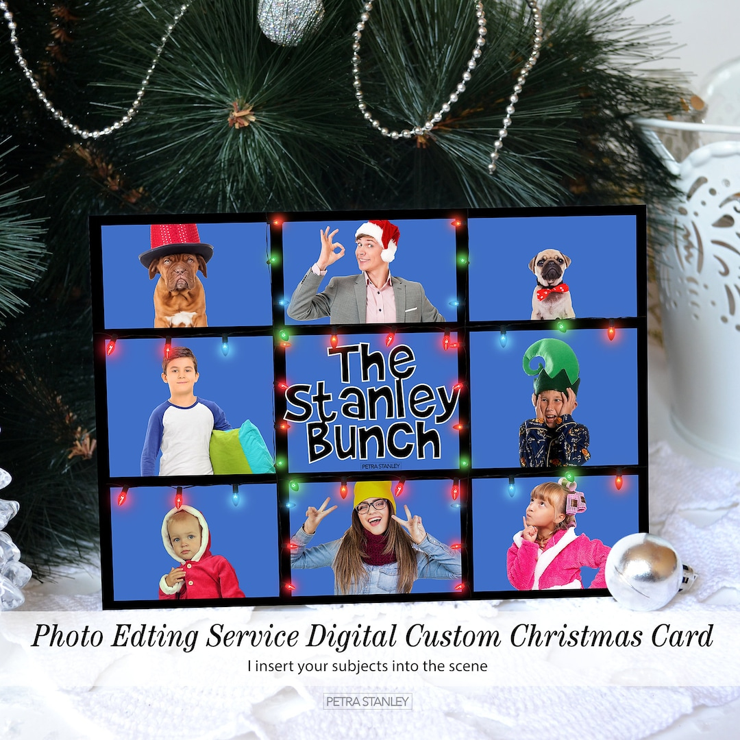 Digital Delivery, Funny Brady Christmas Photo Card, Zoom Christmas, Retro  Tv, Photoshop, Christmas Photo Edit - Etsy Denmark pertaining to Brady Bunch Template Christmas Card