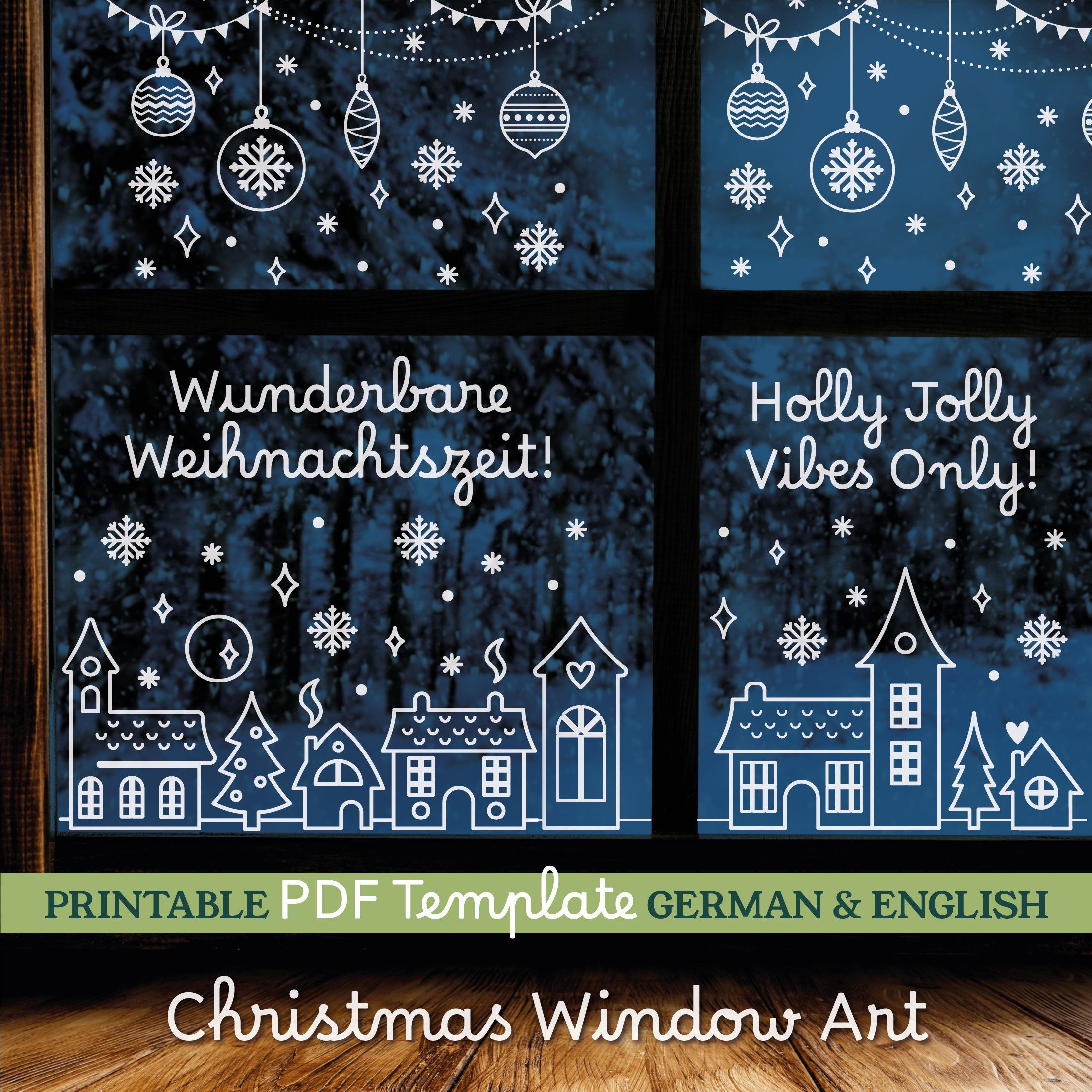 Diy Christmas Window Art Pdf Chalk Markers Painting Guide throughout Chalk Pen Christmas Window Template